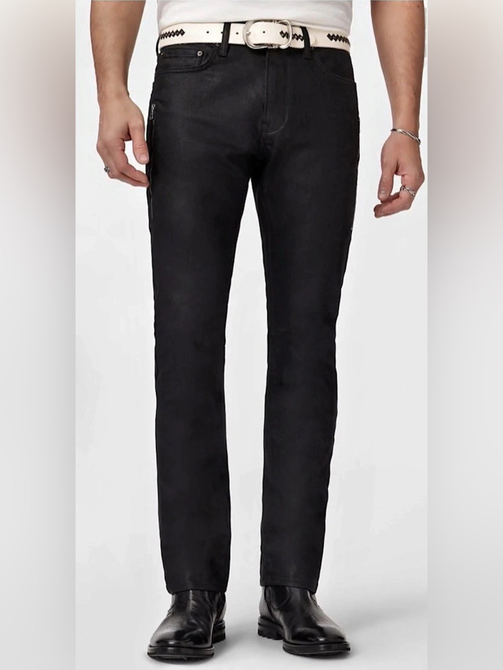 John Varvatos Black Coated Slim Jeans Waist 30R